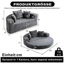 A Versatile Two-In-One Sofa Bed, Ideal For Compact Living Spaces, That Can Be Used As Both A Semi-Circular Sofa And A Round Daybed. The Armrests Feature Fabric Pockets. - Grey - View 2