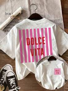 Camiseta de algodón de 180 g para mujer, camiseta estampada de manga corta, top casual de cuello redondo, adecuada para primavera y verano, para el uso diario, salidas informales, versátil para el hogar y para paseos al aire libre. Sencilla y versátil, un estilo de nicho a, la primera opción para parejas. - Blanco - Ver 1