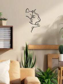 1 pièce Ornement intérieur décoratif abstrait minimaliste en métal en forme de chat - Décoration de chambre, Art mural pour amateurs de chats - Multicolore - Voir 7