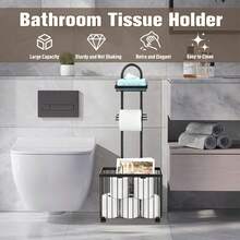 Black Bathroom Tissue Paper Holder, Magazine & Tablet Storage Rack - Black - View 6