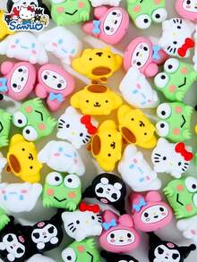 Bộ 2/3/6 hạt silicon Hello Kitty của Sanrio, hạt charm dễ thương để làm trang sức, móc khóa nơ đỏ, phụ kiện vòng tay, vòng cổ, bộ dụng cụ làm trang sức. - hạt silicon - Xem 5