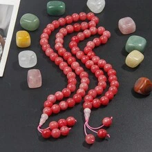 33/45pcs 10mm Red Stone Rosary Bracelet, Suitable For Women, Comes With Elegant Gift Box, Perfect Ramadan Gift - Pink - View 4