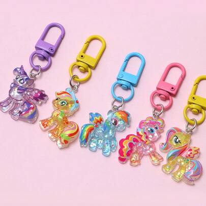 Llavero con poni brillante, nuevo y creativo colgante de llavero con caballo y unicornio arcoíris