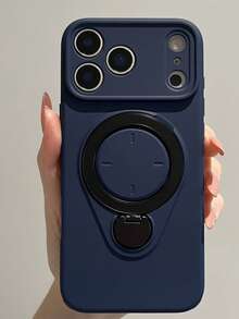 Luxury Liquid Silicone Camera Protection 360 Rotation Ring Holder Matte Magnetic Phone Case Compatible With IPhone 17 Pro Max 17 Pro 17 Air 17 16 Pro Max 16 Pro 16 Full Coverage Wireless Charge Soft Back Cover Anti-Drop - Blue - View 3