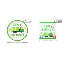 Green Car Happy Birthday Disposable Party Tableware Set, 7/9 Inch Disposable Paper Plates, Napkins, Suitable For Family Gatherings, Gender Reveal, Celebrations, Birthdays, Weddings, Parties, Picnics - Multicolor - View 15