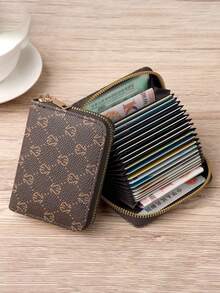 Zipper Credit Card Holder, Women's Printed Zipper Wallet/Card Case, Lightweight & Fashionable, Elegant Short Wallet, Portable Multi-Card Wallet, High-Quality Leather Dual Zipper Design, Easy To Carry, Large Capacity, RFID Blocking, Can Hold Credit Cards, ID Cards, Coins, Pocket Size, Perfect Gift For Family, Friends, Women, Girls And Students - Multicolor - View 2