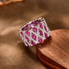 1pc Women's Fashion Luxury Vintage Hollow Design Wide Ring Inlaid With Sparkling Zirconia, Versatile Jewelry For Party, Banquet, And Daily Commute - Wide Ring - View 2