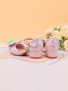女孩婚禮派對晚宴度假派對甜美可愛花童鞋 大中小女孩兒童鞋 嬰兒鞋 百搭小鞋 女孩時尚粉色蝴蝶結 四季假期優雅高跟粗跟鞋 正式禮服表演鞋 跳舞瑪麗珍公主鞋 封趾鏤空高跟鞋 - 粉色 - 查看 7