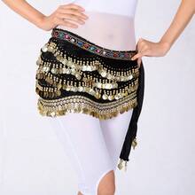 1pc Women's Wavy Belly Dance Belt Hip Scarf Women's Sweet Belly Dance Golden Coin Hip Scarf Skirt Wrap Noisy - Multicolor - View 9