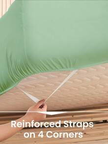 1 bộ ga trải giường màu trơn - Vải nỉ polyester, 4 góc có chun co giãn, phù hợp với nệm dày 9-12 inch, chống nhăn, thích hợp cho giường đơn/đôi/nữ hoàng/vua ở nhà và ký túc xá, đạt chứng nhận Oeko-Tex, màu xanh lá nhạt. - Màu xanh nhạt - Xem 7