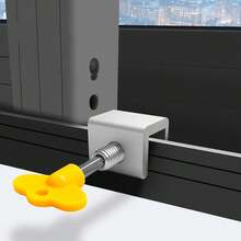 Aluminum Sliding Window Safety Lock | Adjustable Stopper With Key | Suitable For Vertical/Horizontal Sliding Windows & Doors | No Tools Required Double-Hole Reinforcement | Balcony Bedroom Anti-Theft Protection - A - View 3