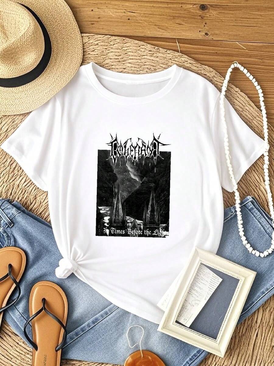 Maglietta da donna con stampa "The Kovenant In Times Before The Light", in cotone, taglie dalla S alla 5XL, BE1717 - Bianco - Visualizzare 1