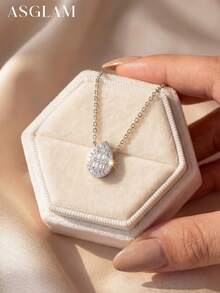 1 chiếc dây chuyền mặt dây chuyền hình giọt nước đính đá Zirconia tinh xảo, chất liệu bạc 925, nhẹ nhàng, sang trọng, lấp lánh, thích hợp đeo hàng ngày và hẹn hò. - giọt nước - Xem 5