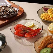 透明塑料盘，金边透明盘，厚重金边盘，锤纹派对盘，包含10/30个透明甜点盘，10/30个婚宴/派对餐盘 - 透明色 - 查看 5