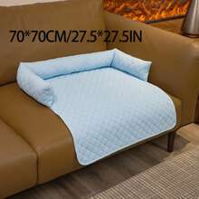 1pc Summer Ice Silk Pet Bed, Dog/Cat Cooling Mat Breathable Pad, Chilling Sensation Pet Supplies - Baby Blue - View 3