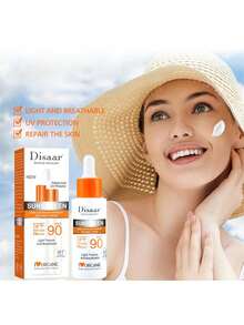 SPF90 PA++++ High Protection Sunscreen Serum, Long-Lasting Waterproof & Sweat-Resistant UV Protection Sunscreen, Lightweight Breathable Non-Greasy Texture, Organic Skincare Face & Body Outdoor Beach Daily Sunscreen Lotion - White - View 4