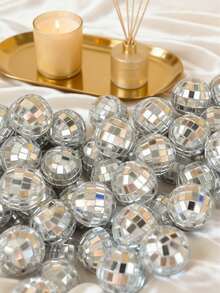 10个镜面玻璃球迪斯科球银色吊坠，迷你迪斯科球70年代复古派对装饰，婚礼装饰，单身派对装饰，镜面反光悬挂装饰 - 銀色 - 查看 4