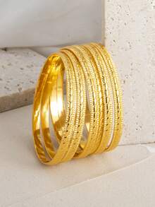 6件套精美独特雕花图案多层手镯，高端个性化设计 - 彩色 - 查看 10