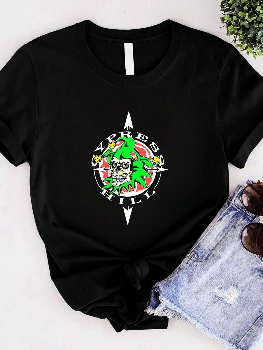 T-shirt femme imprimé Cypress Hill Latin Lingo T-shirt en coton, toutes tailles de S à 4XL YA766, manches longues ou courtes - Noir - Voir 1