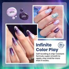 Beetles Pearl Gel Nail Polish, 6 Colors Shimmer Pearl White Pink Purple Mermaid Nail Drawing Spring Gel Polish - 6 Colors Kaleido Galaxy - 查看 4