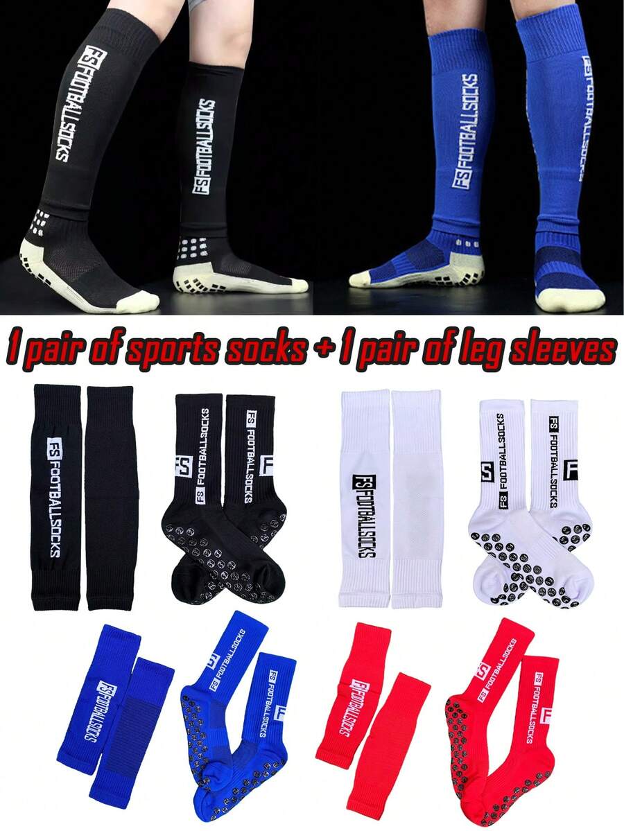 1 par de mangas para piernas FS + 1 par de calcetines deportivos FS, de moda, coloridos y transpirables - Multicolor - Ver 1