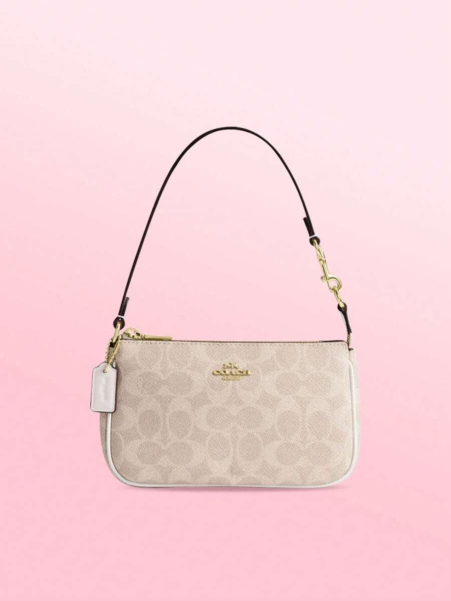 COACH Nolita 19 经典帆布印花拉链单肩包，优雅小巧的女士手提包，高品质时尚设计师钱包，适合日常使用和特殊场合 - 沙棕色2 - 查看 1