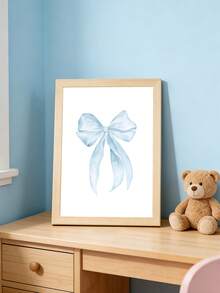 3er Set personalisierte blaue Schleife Wandkunst Poster, individuelle Name blaue Kinderzimmer Dekor Malerei, blaue Schleife Kinderzimmer Dekoration, moderne minimalistische Drucke, geeignet für Apartment Schlafzimmer Wohnzimmer Dekoration, Mädchen Geburtstags Geschenk, Ideal für Sie/Tochter, ohne Rahmen - Verschiedenfarbig - Übersicht 3