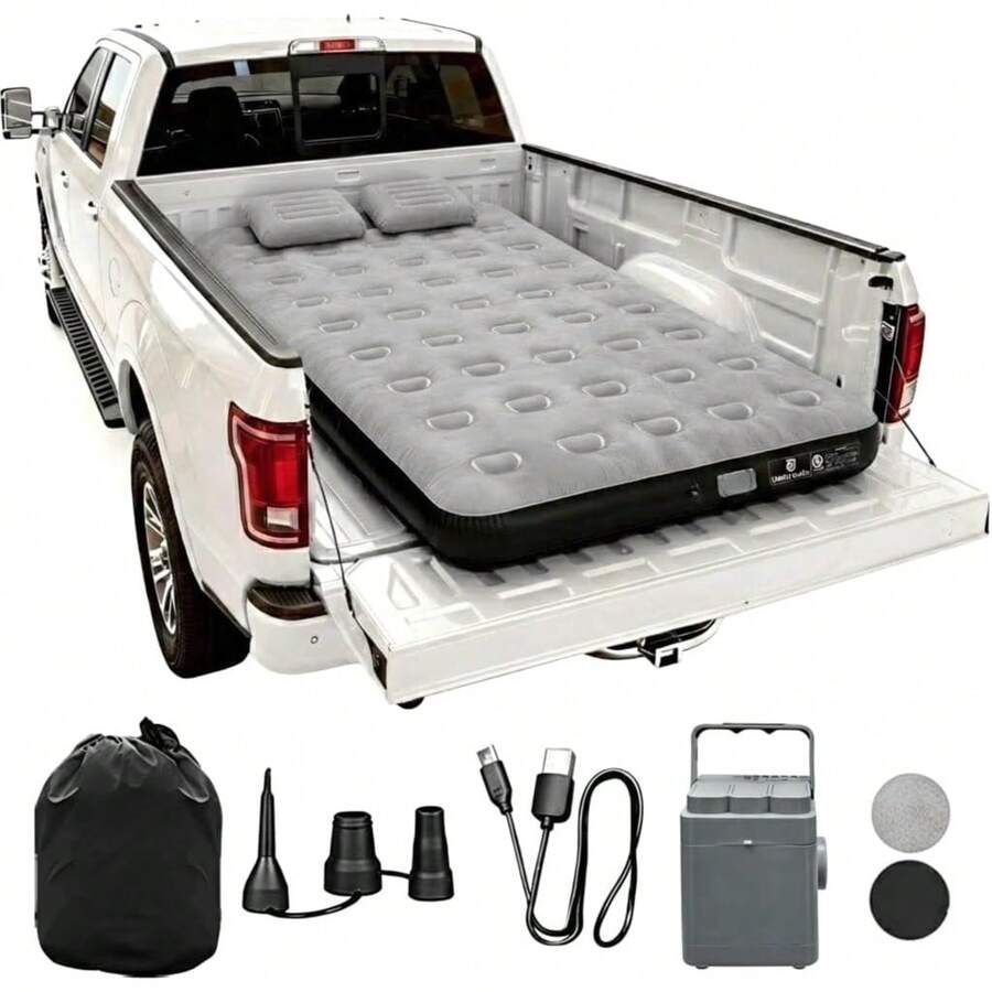 Umbrauto Air Mattress For 5.5-6.5 Ft Short Bed Full-Size Trucks, Pickup Truck Airbed Mattress With Corded Air Pump For Outdoor Travel - 5.5-6.5ft Truck Bed (Cordless Pump) - 查看 1