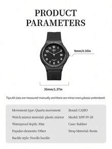 Đồng hồ đeo tay nam Casio kiểu dáng thường ngày - Mặt đen hiển thị ngày, dây đeo nhựa đen, chống nước 50M, phù hợp cho trang phục thường ngày MW-59-1B - màu đen - Xem 8