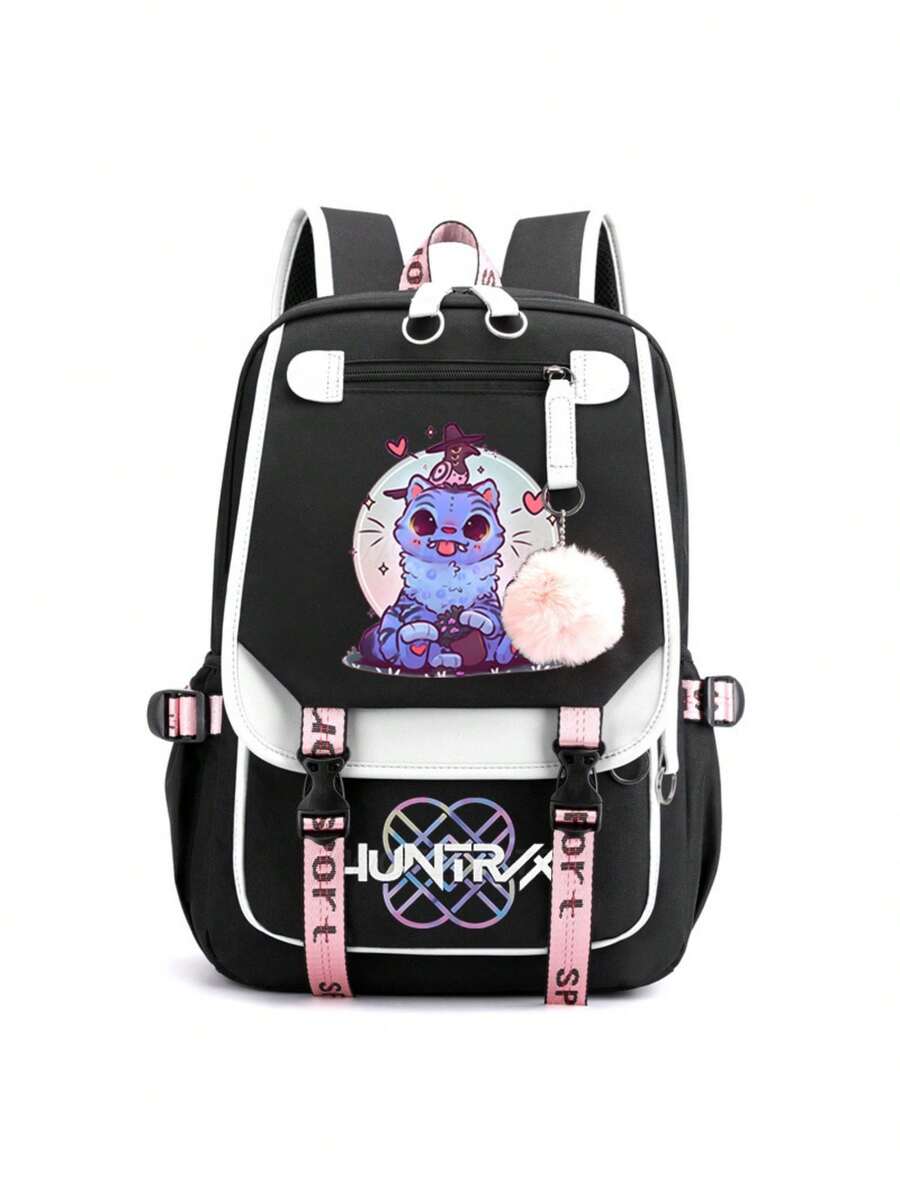 K-Pop Print Korean College Style Backpack, Ergonomic Spine Protection Large Capacity School Bag For Junior & Senior High Students - 22 - مشاهدة 1