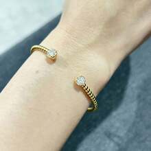XUJIA 1 pieza Pulsera de plata de ley 925 con moissanita, color D 5mm*2 piezas talla redonda, regalo de compromiso, boda o cumpleaños para mujeres - BMO-043 - Ver 3