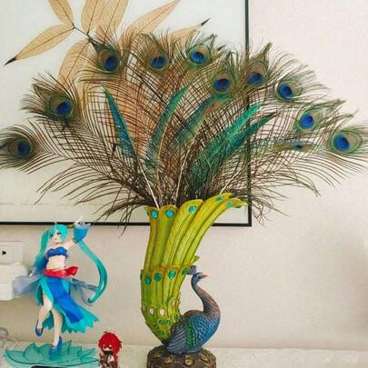 1/5/10/20/50 Pcs Peacock Feathers, 25cm-50cm Luxury Elegant Peacock Feather Decor, Suitable For Home Decor, Flower Arrangement, Room Decoration, Valentine's Day Decor, DIY Crafts, Vase Filler, Party & Wedding Decoration, Christmas Decor, Best Gift For Friends