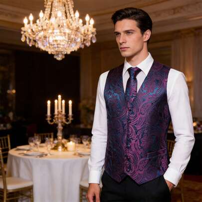 سترة رجالية من الكشمير بنمط جاكارد أحادية الصدر