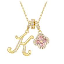 Dây chuyền mặt dây chuyền hình cỏ bốn lá đính kim cương hồng, khắc chữ cái đầu tên theo yêu cầu, thích hợp đeo hàng ngày, quà tặng ý nghĩa cho bạn gái/mẹ, quà sinh nhật tuyệt vời. - E - Xem 25
