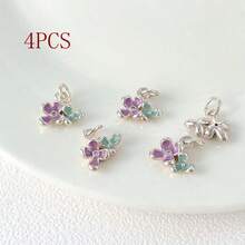 1pc/4pcs/8pcs Delicate Mini Lilac & Osmanthus Flower 3D Pendant DIY Beaded Necklace & Earring Jewelry Accessories - Multicolor - View 18