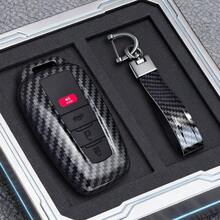 Vỏ chìa khóa điều khiển từ xa bằng sợi carbon ABS, phù hợp với các dòng xe RAV4, Camry, CHR, Corolla, Avalon, Land Cruiser, Prado, Prius 2017-2022 - 4 phím - Xem 1