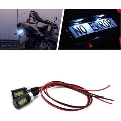 2PCS Car License Plate Light, 12V LED Bulb Light, Waterproof License Screw Bolt Lamp With Aluminum Light Holder, Bright Car Motorcycle Lighting Accessories (Black White Light)