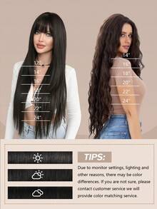 YILITE 7pcs #1B Natural Black Clip In Hair Extensions Real Human Hair Remy Human Hair Extensions Double Weft Straight Clip Ins For Women - Natural Black - View 6