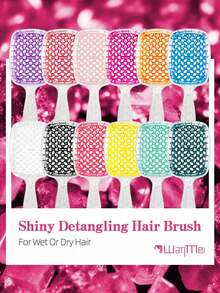 1pc Transparent Handle Hollow Comb, Transparent Shiny Hollow Hairdressing Comb, Styling Comb, Anti-Static Scalp Massage Comb, Dry & Wet Styling Tool, Transparent Comb, Dry & Wet Styling Tool, Smooth Hair Comb, Natural Curl Hair Massage Comb, Suitable For Straight & Curly Hair - Ladies Gentle Smooth Hair Comb - Multicolor - View 2