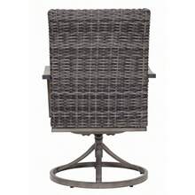 2 Sillas de Comedor Giratorias de Mimbre para Exteriores – silla de algodón lavada con agua. Estructura de hierro resistente para uso en patios en todo tipo de clima. - 1 - Ver 6