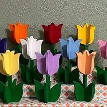 12pcs Wooden Tulip Shaped, Suitable For DIY Crafts, 3D Floral Decor, Light Beige Natural Wood, Great For Spring Home Decor, Party Projects, Handmade Crafts, Mother's Day Gifts, Elegant Wooden Floral Decor For Party Center Pieces, Weddings, Birthdays And Holiday Decorations. - Multicolor - View 4