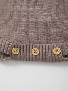 Cute Sheep Embroidered Knit Bodysuit, Baby , Christening Gift - Coffee Brown - View 6