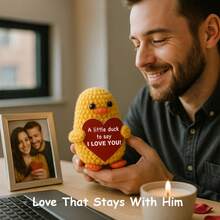 1 pièce Cadeau TWPER Convient pour elle/lui, anniversaire de petit ami/petite amie, canard au crochet pour anniversaire de mariage, cadeau "Je t'aime" pour mari/femme le jour de la Saint-Valentin - Multicolore - Voir 4