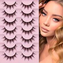 Manga Lashes, Natural Look, 3D Volume, Wispy Fluffy Spiky, Anime & Cosplay, 7 Pairs Pack - Xem 2
