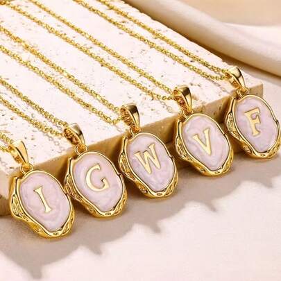 1pc Vintage Style 26 Letter Necklace, Versatile For Mother's Day, Valentine's Day, Graduation, Thanksgiving, Birthday, Holiday, Beach, Party, Daily Wear