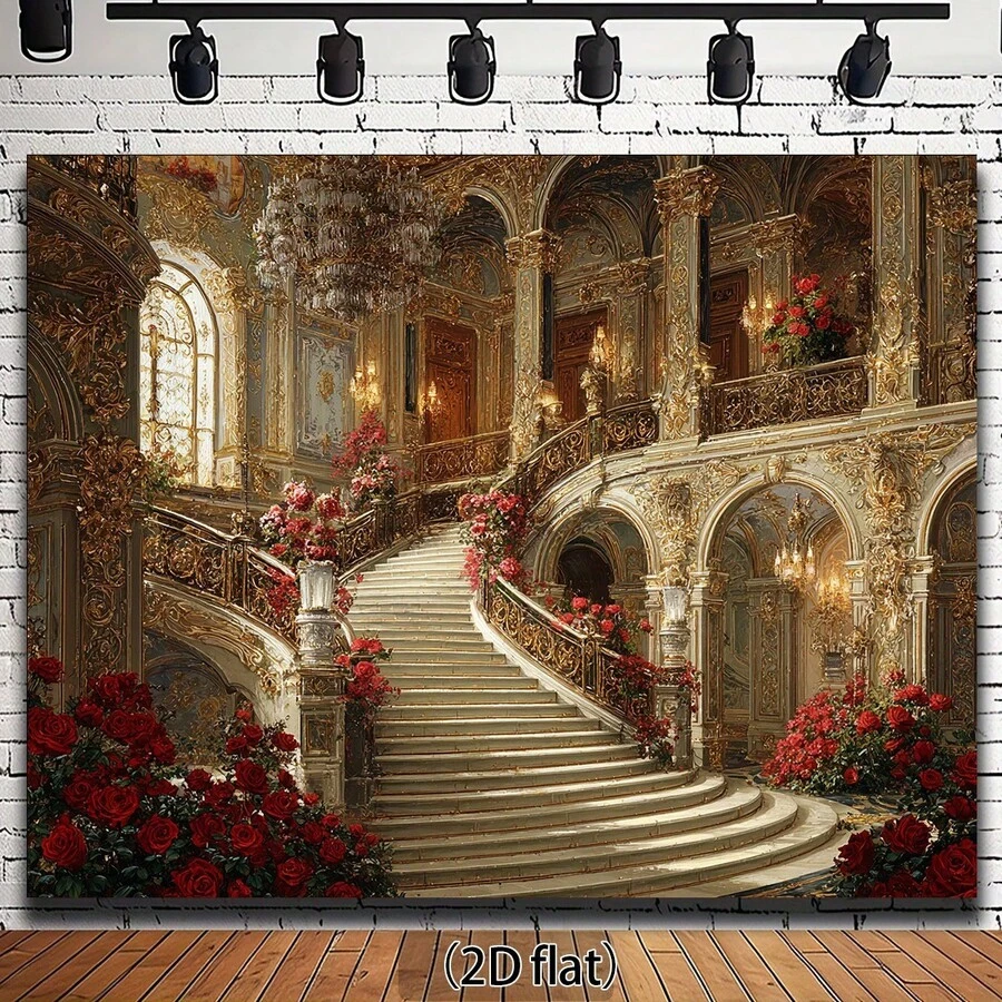 Phông nền cung điện sang trọng, được thiết kế với hệ thống chiếu sáng và mái vòm, làm từ chất liệu polyester bền chắc, không cần điện. Rất phù hợp cho phòng khách, phòng ngủ, văn phòng và các hoạt động trong nhà và ngoài trời, với nhiều kích thước và bối cảnh để lựa chọn. - 9 - Xem 1