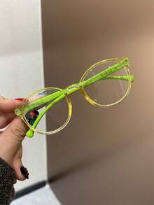 1副儿童可爱椭圆形镜框防蓝光透明眼镜，适合日常阅读、上学、服装装饰、礼物，透明镜片返校配饰，休闲，适合男孩和女孩，日常生活，阅读，看电视，玩游戏和手机，透明镜片护眼时尚眼镜，拍照道具，日常服装装饰。 - 無色 - 查看 8