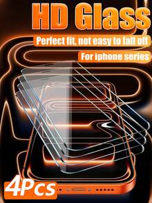 Bộ 4 miếng dán màn hình cường lực chống sốc cho iPhone 17 Pro Max, độ cứng 9H, dễ dàng lắp đặt, bảo vệ chống rơi vỡ chuẩn quân sự, tương thích với iPhone 17Pro/17Air/17/16Promax/16Pro/16plus/16/15Promax/15Pro/15plus/15/14/13/12/11, độ phân giải cao, trong suốt, chống trầy xước, không bọt khí, phù hợp cho sử dụng hàng ngày và văn phòng, phụ kiện điện thoại, tương thích với ốp lưng, quà tặng mùa xuân. - Trong sáng - Xem 34