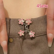 Floral Cinched Waist Buckle, Sweet Metal Waist Belt Buckle, Niche Design Waist Accessory, Versatile Cinching Waist Fastener - Multicolor - View 18