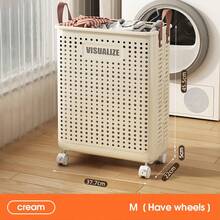 Giỏ đựng quần áo bẩn gấp gọn dung tích lớn có bánh xe (nhiều kích cỡ) - Thiết kế màu trơn, giỏ đựng quần áo bẩn gấp gọn đa chức năng, thích hợp để cất giữ trong phòng tắm và ban công, túi đựng quần áo bẩn, phụ kiện phòng giặt. - Nhiều màu - Xem 7